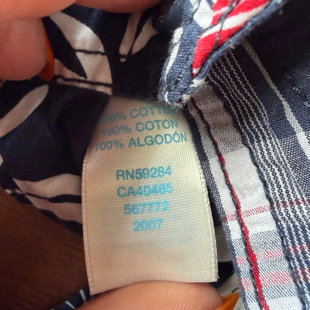 Y2K Childrens Place Baby Patchwork Floral Plaid‎ Shortalls Red Navy 12 Months